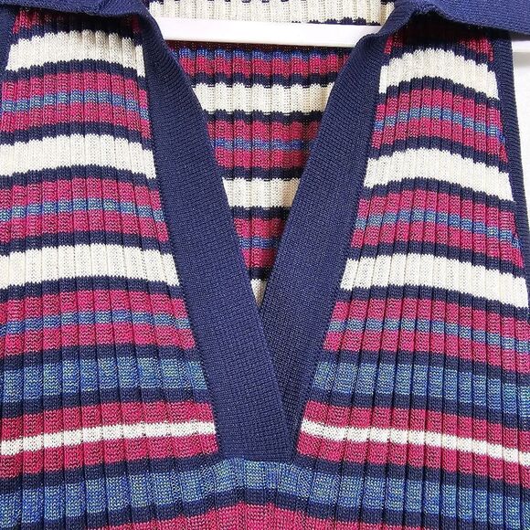 Knitss Olivia Dress Polo Neck Striped Knit Midi Dress - Size M - Picture 6 of 10